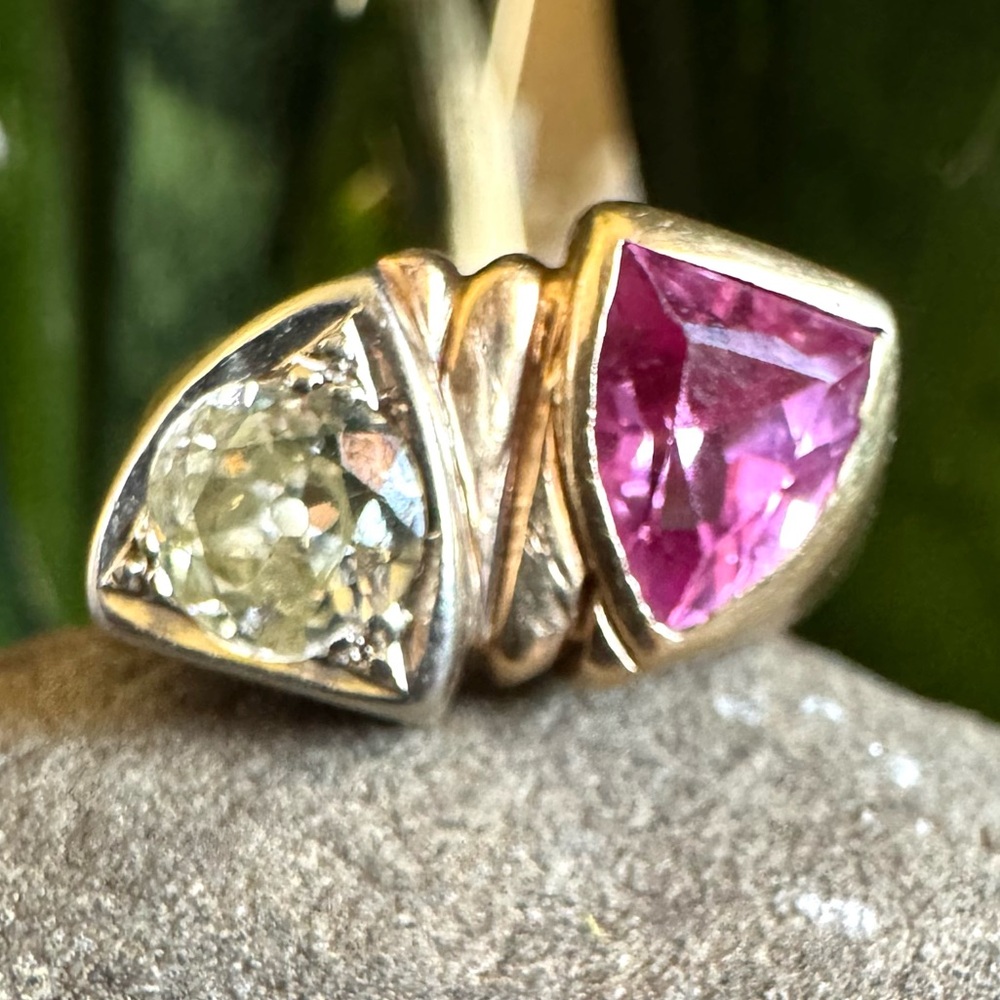 14k Moi-et-Toi Diamond & pink Topaz